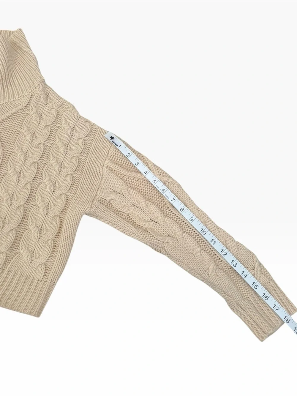 FORE Women’s Beige Chunky Cable-Knit Cropped Turtleneck Sweater Size M